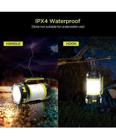 Bochaos Camping Lantern Flashlight Rechargeable, 6 Modes LED Bright Flashlight 3000mAh Power Bank, IPX4 Waterproof, Emergency Flashlight Lantern for Outdoor, Hurricane, USB Cable Included-1 Flashlight Flashlight-1 - Buy Online on GoSupps.com