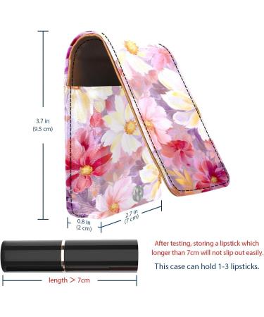 Travel Lipstick Organizer Case | Portable Makeup Bag with Mirror | Floral White Pink Flowers - A626v3jpiw - Buy Online on GoSupps.com