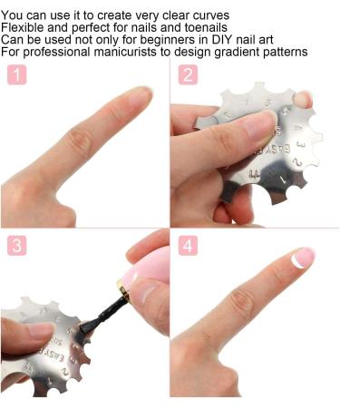 6-Piece Stainless Steel French Nail Art Edge Trimmer Set | Colorful DIY Nail Templates & Supplies for Perfect Lines - Buy Online on GoSupps.com