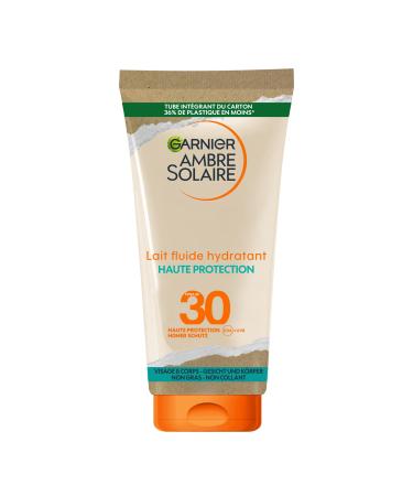 GARNIER Ambre Solaire - Moisturizing Fluid Milk - High Sun Protection - SPF 30 - Protects from UVA & UVB - 24h Hydration - Water Resistant - Invisible Finish - Face & Body - 175 ml