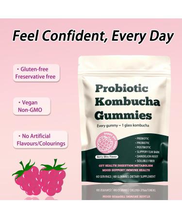 Glo Vous Probiotic Kombucha Gummies 60 Gummies with Prebiotics Postbiotics & Fiber Includes Slippery Elm Dandelion Root & MCT Oil Supports Digestive Health Bloating Relief & Gut Support - Buy Online on GoSupps.com