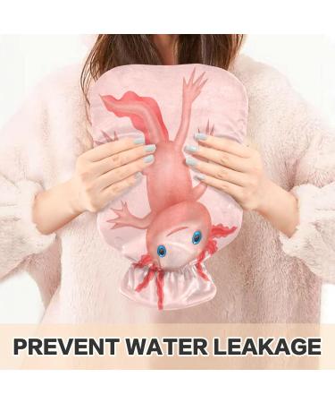 Cute Axolotl Hot Water Bottle 2L Plush Warmer for Kids & Adults | Soft Cover for Winter Comfort - Buy Online on GoSupps.com