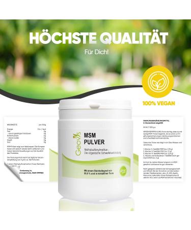 Buy Geovis MSM Powder 500g | Organic Sulfur 99.9% Pure Methylsulfonylmethane - Vegan Dietary Supplement - Fast International Shipping - Buy Online on GoSupps.com