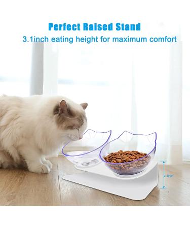 UPSKY Elevated Cat Bowls Set - 15 Tilted Raised Bowls for Indoor Cats and Small Dogs - Anti-Vomiting Pet Feeder with Stand (White) - Buy Online on GoSupps.com