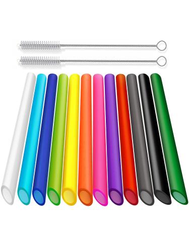 ALINK 12-Pack Reusable Clear Plastic Glitter Straws, 13 Inch Extra Long  Tumbler