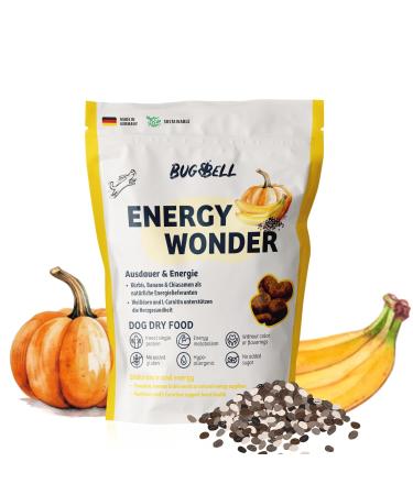 BugBell 800g High Energy Dry Dog Food, Grain Free Insect Protein, Banana, Pumpkin, Chia, Salmon Oil and L-Carnitine Supports Active Dog Life,