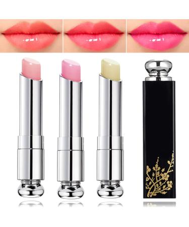 BKPPLZP 3P Lip Blam Lipstick Magic Crystal Jelly Tinted Lip Balm Lipstick Moisturizing Long Lasting Waterproof Lip Gloss