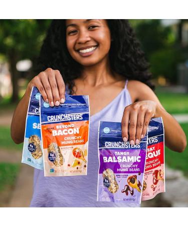 Crunchsters Sprouted Mung Beans Super-Snack and Salad Topper 12-Pack - Gluten-Free, Nut-Free, Vegan, 7g Protein per Serving, Sea Salt 1.3 oz Bags - Buy Online on GoSupps.com