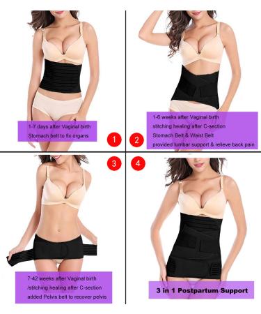 ChongErfei 3 in 1 Postpartum Belly Wrap - Recovery Belly/Waist/Pelvis Belt Black | One Size 1 Pack - Postpartum Belly Band - Buy Online on GoSupps.com