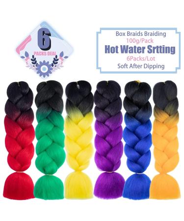 LILYKA 24 Inch Ombre Jumbo Braiding Hair Extensions - Pack of 6 | High Temperature Synthetic Kanekalon Hair for Twist Crochet Braids - Black to - Buy Online on GoSupps.com