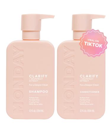 MONDAY HAIRCARE Clarify Shampoo and Conditioner Set 12oz for Oily Hair  Made with Grapefruit Extract  Coconut Oil  Shea Butter  Vitamin E and Provitamin B5 - Buy Online on GoSupps.com