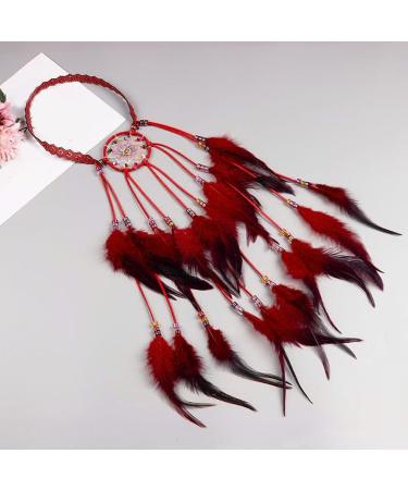 Buy Red Boho Feder Headband - Sequin Hippie Hair Jewelry for Women & Girls | Festival Party Headdress - Buy Online on GoSupps.com