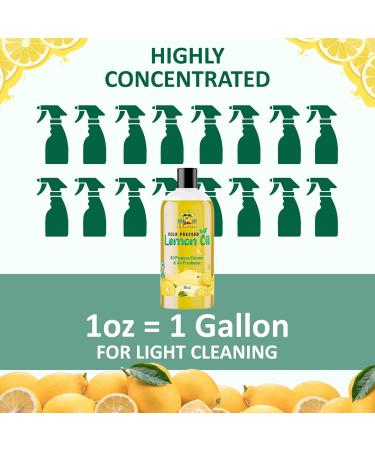 Cold Pressed Lemon Oil 16oz | 85% D-Limonene | USA Made Concentrated Cleaner & Air Freshener | Dilutes Up to 16 Gallons - Buy Online on GoSupps.com