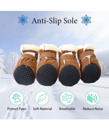 4pcs Dog Winter Shoes Pet Warm Snow Boots Puppy Anti-Slip Sole Pets Paw Protectors Covers Cat Booties for Outdoor Cold Weather (M Brown) M Brown - Buy Online on GoSupps.com
