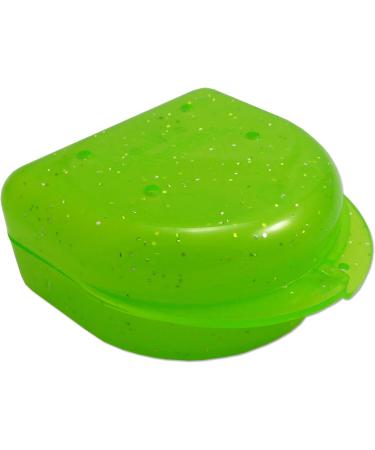 Glitter Gum Shield Case - Mouthguard Box for Ortho Retainers Sports Dental Appliances Dentures & More Glitter Green - Buy Online on GoSupps.com