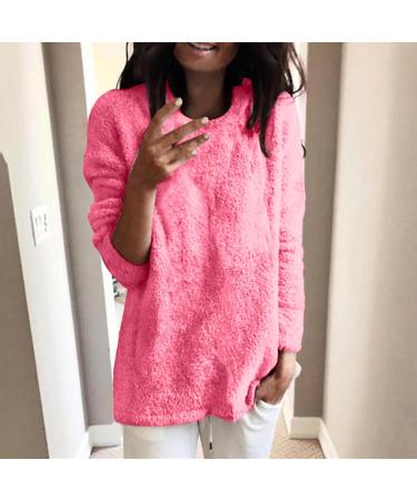 oelaio Fall Clothes for Women 2023 Casual Crewneck Long Sleeve Oversized Sweater Fall Winter Loose Slouchy Soft Pullover Hot Pink Medium - Buy Online on GoSupps.com