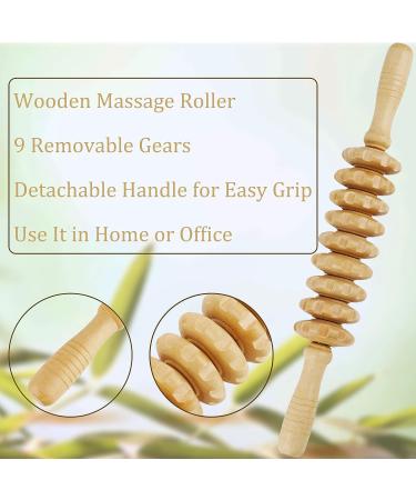Jitnetiy Wooden Massage Roller Handheld - 9 Ball Cellulite Sore Trigger Points | White - Buy Online on GoSupps.com