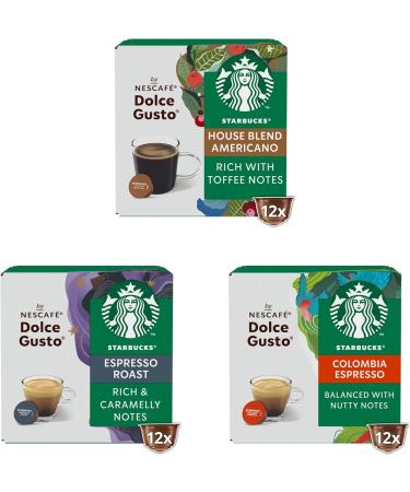 Nestl STARBUCKS Black Coffee Trial Pack by Nescaf Dolce Gusto Coffee Capsules 6 x 12 72 Capsules Exclusive to Amazon Black Cup Variety Pack House Blend - Buy Online on GoSupps.com
