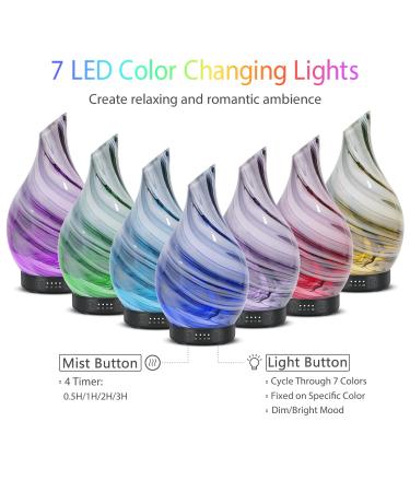 120ml Ultrasonic Aromatherapy Diffuser with Handmade Glass - BPA Free, Waterless Auto-Off, 4 Timer Setting, 7 Colors LED - Home, Yoga, Office - Grey - Buy Online on GoSupps.com