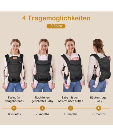 VRBabies Soft Breathable Baby Carrier for Newborns - Adjustable Hip & Shoulder Straps Front & Back Wear Black (4-16kg) - Buy Online on GoSupps.com