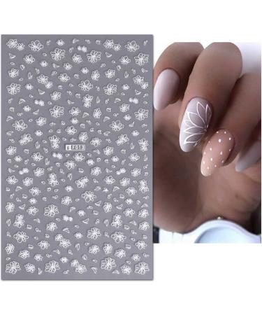 JMEOWIO 9 Sheets Spring White Flower Nail Art Stickers Decals Self-Adhesive Summer Floral Nail Supplies Nail Art Design Decoration Accessories - Buy Online on GoSupps.com