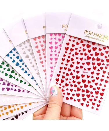 Taicols 10 Sheets 3D Design Nail Stickers Glitter Heart Nail Stickers Self-Adhesive Valentine's Day Nail Stickers Shiny Love Heart Nail Stickers DIY Nail Art Nails Decoration for Women Girls - Buy Online on GoSupps.com
