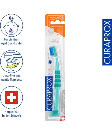 Curaprox Baby Toothbrush - Extra Soft 4260 Curen Bristles - First Toothbrush for Babies - Small Rubber Head - Green - Buy Online on GoSupps.com