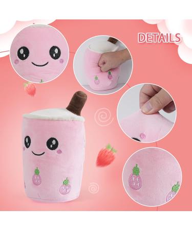 Anboor Bubble Tea Plush Pillow - Strawberry 25cm | Cute and Soft Stuffed Animal Toy for Kids | Perfect Gift for Baby and Children - Buy Online on GoSupps.com