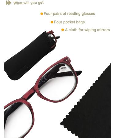 HEEYYOK Reading Glasses 5-Pack for Men/Women - Lightweight Comfortable Readers with Wood Look Design & Flexible Spring Hinges - 2.50 Magnification - Stylish Mix Colors & 5 Pouches Included - Buy Online on GoSupps.com