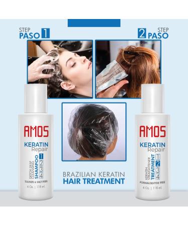 Brazilian Keratin Hair Treatment - 4 Steps for Silky Smooth Hair | Natural Ingredients - 4 Oz (118ml) Free Shipping Worldwide - Buy Online on GoSupps.com