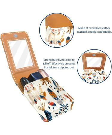 Shop Stylish Leather Lipstick Case | Mini Organizer with Mirror & Ethnic Indian Cartoon Design - Ideal for Lip Gloss & Lipstick | International Shipping Available - Buy Online on GoSupps.com