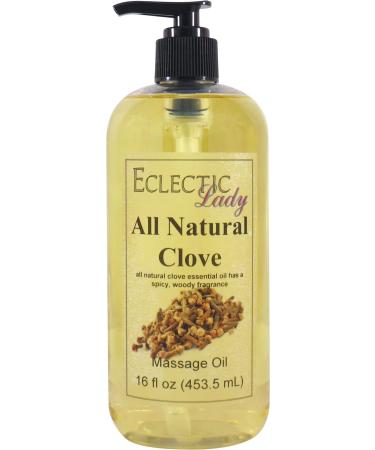 All Natural Clove Massage Oil 16 oz 100% Natural Ingredients with Sweet Almond & Jojoba Oil Relaxing Scent for Men & Women 16 Ounce