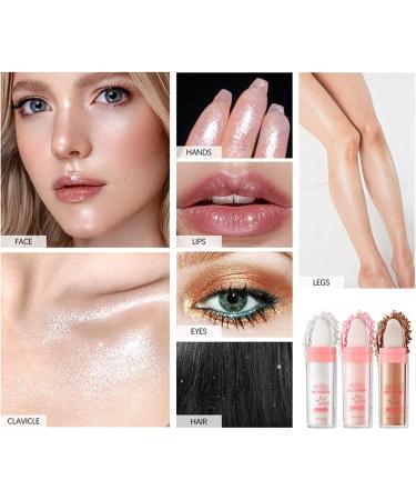 PICKX Body Glitter Powder Stick Face highlights Shimmer Face and Body Highlighter Powder with Sponge Head Magic Colour Shiner Powder for Face Body Arms Collarbones and Leg (03#Gold) - Buy Online on GoSupps.com