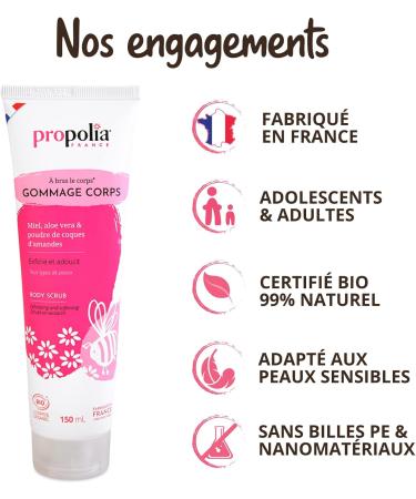 PROPOLIA - Organic - Exfoliating Body Scrub - Moisturizing - Melting texture - All skin types - Honey Aloe Vera & Almond Shells - Made in France - 150 ml - Buy Online on GoSupps.com