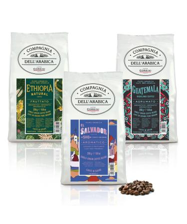 Caffè Corsini - Coffee Beans 3x250g Compagnia Dell'Arabica Mix Guatemala / Ethiopia / El Salvador, Mono Origin, 750g in total