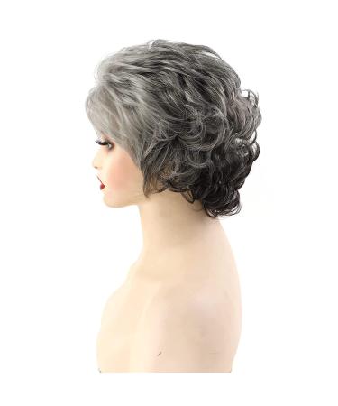 Short Gray Pixie Cut Wig for White Women - Silver Grey Curly Wig with Bangs - Buy Online on GoSupps.com
