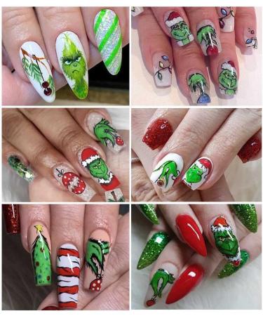 Christmas Nail Art Sticker Christmas Nail Decals 3D Self Adhesive Nail Supplies Christmas Nail Stickers Green Monster Nail Designs Winter Xmas Holiday for Nail Decoration DIY Nail Decoration 6 Sheets - Buy Online on GoSupps.com
