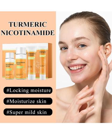 Turmeric Face Care New 4 Piece Turmeric Niacinamide Skin Care Set Skin Soothing Kit (Serum Toner Face Wash Face Cream) - Buy Online on GoSupps.com