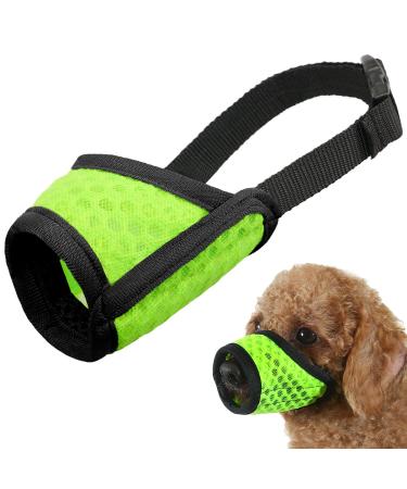 Mayerzon dog muzzle soft muzzle for small medium-sized and large dogs chihuahua poodle beagle dackel Corgis Labrador puppy muzzle for biting chewing maintaining enables green XX-Small