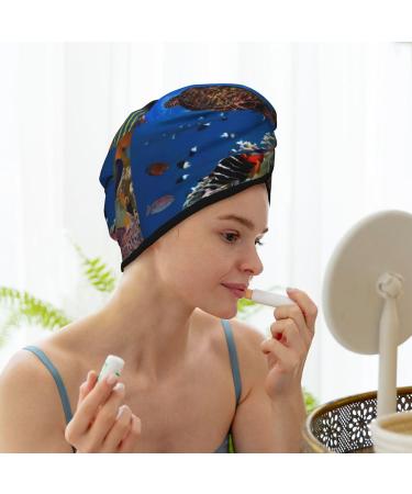Hair Towel Wrap - Quick Drying Colorful Coral Reef Turban | Hair Drying Towel with Button - Buy Online on GoSupps.com