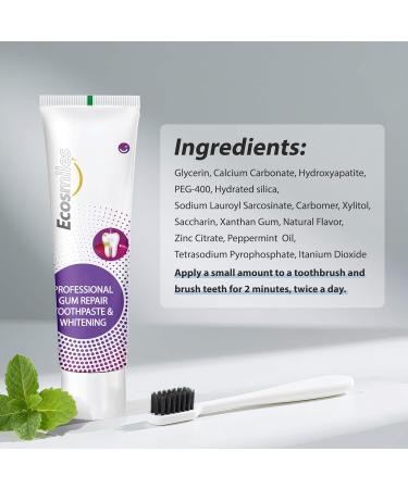 Ecosmiles Hydroxyapatite Toothpaste for Gum Health - Fluoride Free Formula Reduces Bleeding Gums & Gingivitis Repairs Enamel Whitens Teeth Soothes Sensitivity SLS Free Plaque Remover Mint 3.52oz - Buy Online on GoSupps.com