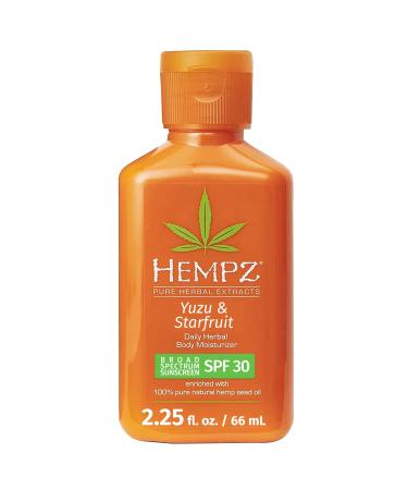 Hempz Yuzu & Starfruit Daily Herbal Lotion with Broad Spectrum SPF 30 - Fragranced Paraben-Free Sunscreen and Moisturizer with 100% Natural Hemp Seed Oil for Women - Premium Skin Care Products