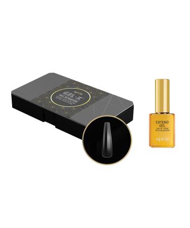 Apres Nail Gel-X Sculpted Coffin Extra Long Box of Tips & Extend Gel Bundle | Includes 500 Gel-X Tips & 15ml Extend Gel Gold Bottle | Premium Quality | 10 Sizes 0-9 | No size 00 included | 2022 Version