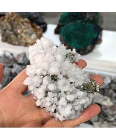 Natural Crystal Rough 1PCS Natural Stone Raw Pyrite and White symbiont Nugget Pyrite Irregular Crystals Decor Stone (Size : 150-200g) (Size : 200-250g)