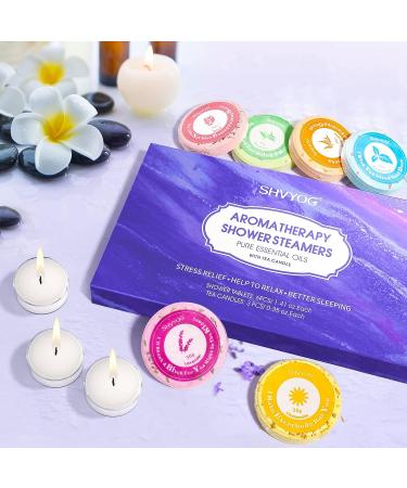6-Piece Essential Oil Shower Steamers & Tea Candle Bath Bombs Set for Women | Pure Essential Oils | Home Spa Gift | Mother's Day Idea - Buy Online on GoSupps.com
