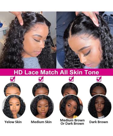 MDRTIRIM Deep Wave Lace Front Wig 30in - Brazilian Virgin Human Hair, Pre Plucked, Glueless 180% Density, HD Transparent Lace - Natural Color for Black Women - Buy Online on GoSupps.com