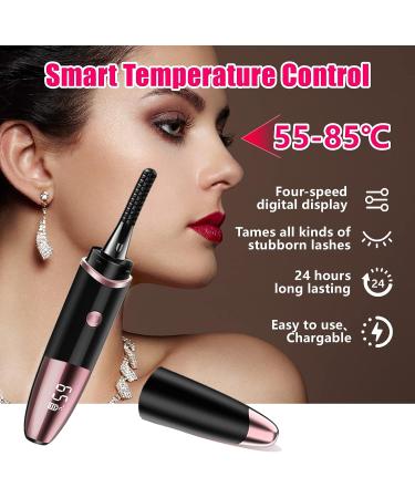 Heated Eyelash Curlers USB Rechargeable | 4 Heating Modes Electric Curler for Eyelashes - Black - Buy Online on GoSupps.com