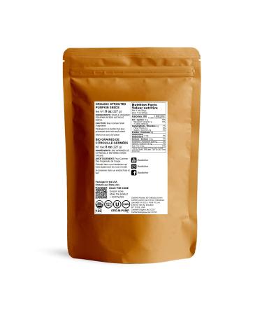 Organic Sprouted Pumpkin Seeds 8 oz - Non-GMO Raw Kernels, Unsalted, Vegan Kosher - High Protein, Omega Fats Keto Snack for Salads, Oats, Yogurt - Buy Online on GoSupps.com