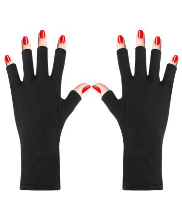 Yolev 1Pair UV Gloves for Gel Nails Gel Manicure Gloves Anti UV Gloves for Gel Nail Light Lamp Dryer UV Fingerless Gloves UV Protection Gloves for Manicures Nail Art