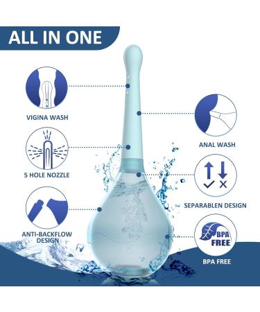 Douches Enema Kit for Men and Women - Anti Back-Flow, Reusable, Portable Enema Bulb for Constipation Relief - 150ml Blue - Buy Online on GoSupps.com